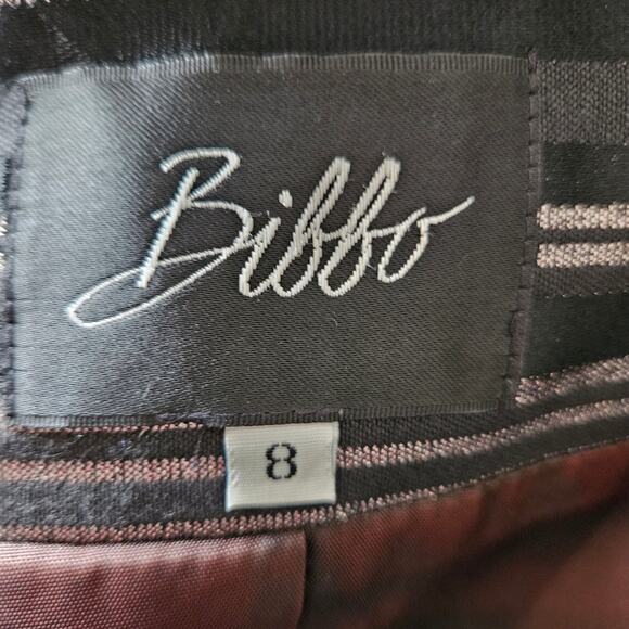 Bibbo Blazer Black Silver Metallic Striped Button Front Asymmetric Hem Jacket 8 - Picture 11 of 13